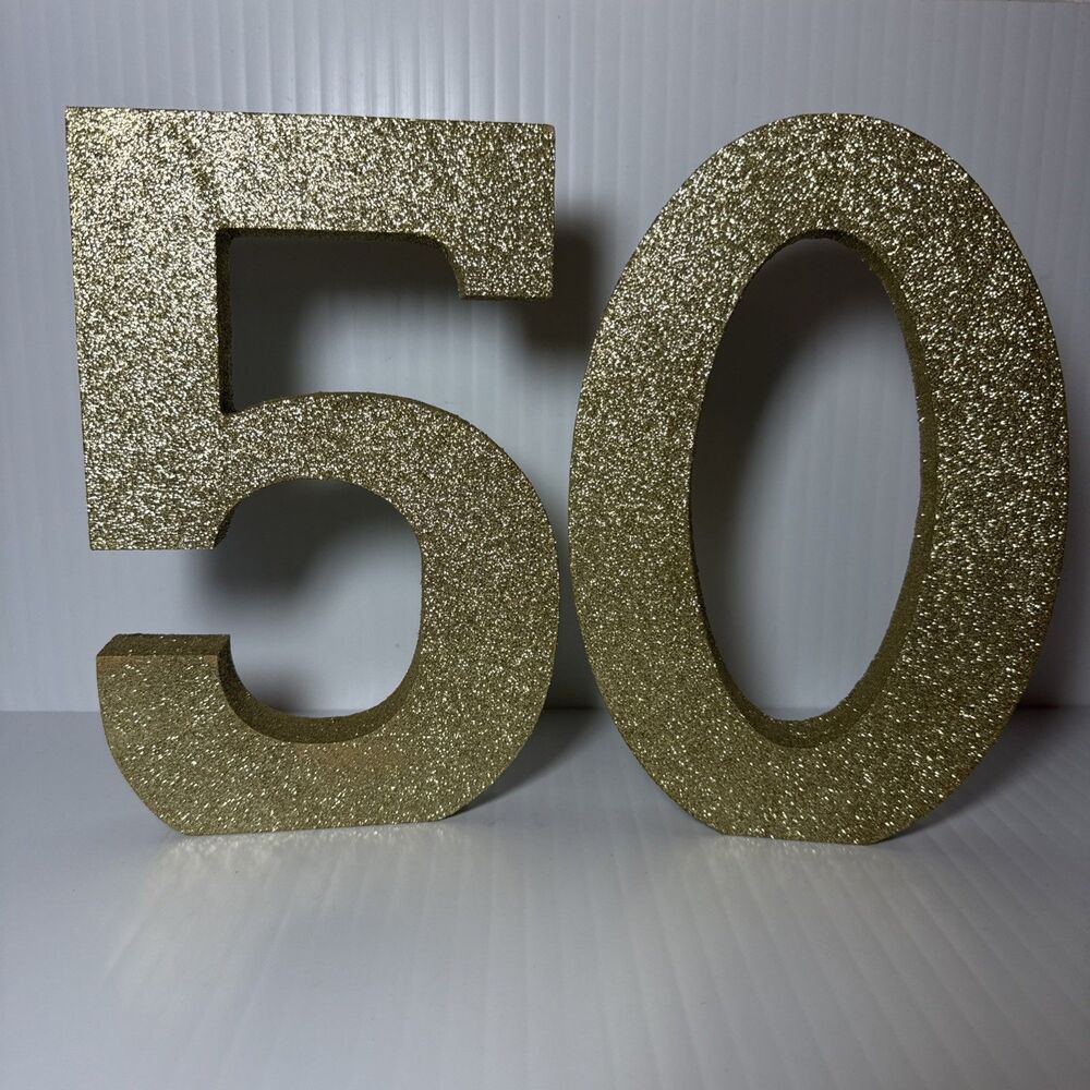 5 0 Gold Glitter Numbers